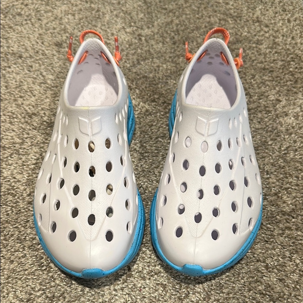 Kids White and Blue Slip-On Shoes